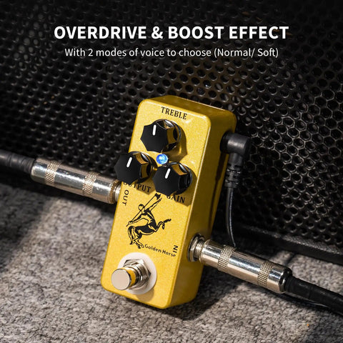 Golden Horse Overdrive Tone Pedal For Electric Guitar With True Bypass Two Voice Modes Normal Soft Boost For Lead Rhythm Kickin Crunchy
