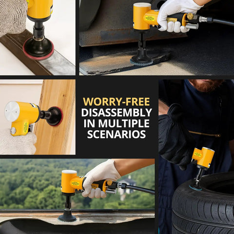 Right Angle Air Die Grinder Kit with one quarter inch and one eighth inch collets used on various surfaces, 20,000 RPM
