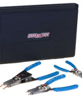 Convertible Retaining Ring Plier Set, 3-Piece, Blue Handles, Get The Job Done Ring Removal And Installation Kit With Reversible Tips