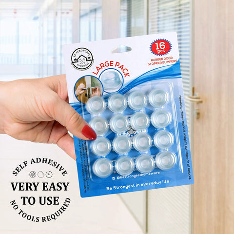 16 Pack Tiny Door Stoppers Wall Protectors Self Adhesive Rubber Bumpers For Glass And Wood Doors Clear Stick On Door Stops