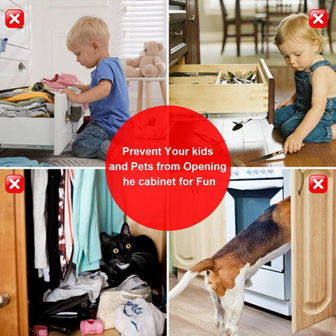 Tool Free No Drill Magnetic Cabinet Door Catch With Ultra Strong Adhesive preventing access by children and pets