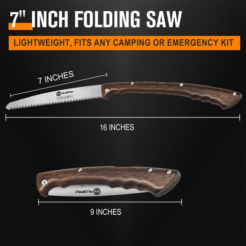 7 Inch Folding Hand Saw With Wenge Wood Handle And Leather Sheath Beastly Sharp Heavy Duty SK5 High Carbon Steel Pruning Saw