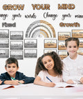 29 Piece Growth Mindset Poster Set With Adhesive Dots Industrial Classroom Bulletin Board Decor. Kids engaged with motivational posters.