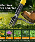 Stand Up Weed Puller With Slide Release Ejection For Clean No Touch Weeding In Lawn And Garden removing a dandelion