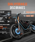 Image of Badass 5600W Dual Motor Electric Bike For Adults With 50 MPH Speed And 60V 80Ah Battery showcasing dual hydraulic disc brakes.