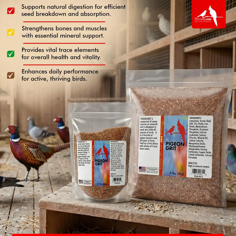 Pigeon Grit For Strong Muscles And Bones, Nutritious Bird Food For Grit Eating Birds, Supports Digestion, mineral-rich formula, bags