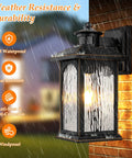 Two Pack Motion Sensor Outdoor Lights With Dusk To Dawn, Retro Black Waterproof Lantern Wall Mount, Garage, Anti Rust, Rainy Night