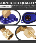 6.0L Oil Cooler Flush Kit with T Port and anodized aluminum adapter close-ups