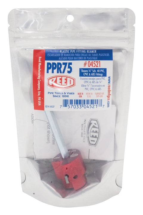Clean Ream Extreme PPR75 Aluminum Pipe Reamer with packaging for PVC CPVC ABS fittings, carbide insert cutter visible