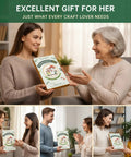 Beginner Embroidery Kit With 4 Learning Stages And 38 Stitches, Step By Step Instructions held by smiling women as a gift