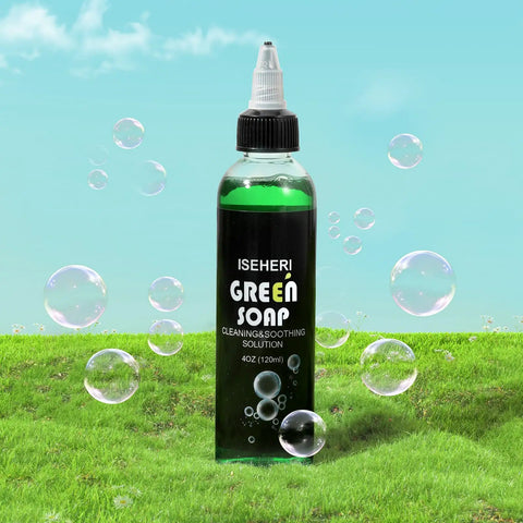 Ultra Concentrated Green Soap For Tats And Piercings With Foam Bottle 120ml 4OZ Clean Skin Gear Built For Safe Non Irritating Cleansing During Procedures And Aftercare, bottle on grass