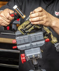 360 Degree Swivel Bench Vise With 5 Inch Jaw Width For Gun Cleaning And Maintenance High Torque Up To 100 Ft Lb Ideal For Woodworking DIY Projects Firearm DIY And Versatile Clamping in use.
