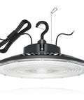 240W UFO LED High Bay Light With 36000 Lumen Output, beefy up and down lighting, dimmable, IP65, 6 ft cable, side view