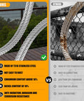 Comparison of Rugged Marine Grade 1/8 Inch Stainless Steel Cable vs rusted cable, highlighting T316 steel benefits for railing.