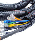 Heavy Duty 9/16 Inch Non Slit Wire Loom Flexible Conduit Tubing 1000 Ft Roll UV Resistant covering multiple wires and cables.