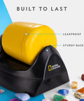 Starter Rock Tumbler Kit For Beginners, Kid Friendly, Leakproof And Durable Rock Polisher, yellow barrel, colorful stones