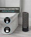 Hexacube Toilet Tissue Reserve Freestanding Metal Holder For 4 Jumbo Rolls No Assembly Matte Black Durable Steel Construction in bathroom