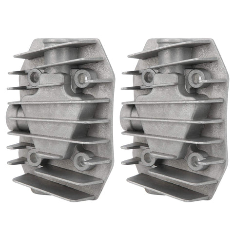 2 Pack Aluminum Air Compressor Cylinder Heads For 4/3/5P, 48mm By 72mm, Pneumatic Drive, Dual Heads, Cast Aluminum With Cooling Cover