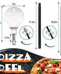 Pro-Grade 9-Inch Perforated Pizza Peel With Long Detachable Handle For Rotating And Transferring Pizzas From Oven Or Grill Heavy-Duty Stainless Steel Rust-Resistant Turning Paddle For Baking And Barbecuing.