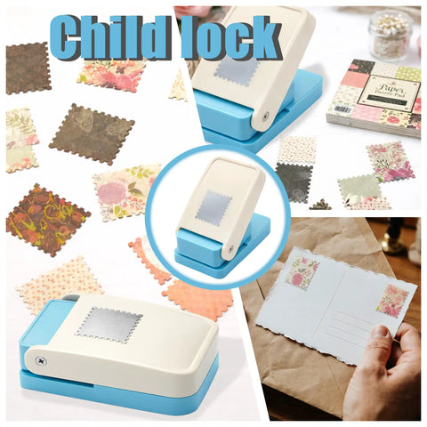Big 1.5 By 1.25 Inch Stamp Punch For Scrapbooking And Card Making, Easy Handheld Lever Punch To Create Custom Postage Stamp Cutouts