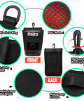 Compact Dive Mesh Gear Bag With Swivel Clip And D Ring showing PVC mesh, D-ring, 360-degree clip, magic sticky fastener, and nylon loop closure.
