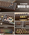 Built Different 65 Percent Wireless Mechanical Keyboard Featuring Solid Walnut Wood Shell And Hot Swap Switches with RGB lighting.