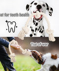 Natural White Cotton Dog Rope Toy For Medium And Large Dogs Built Tough And Non Toxic Premium Durable Rope Toy For Chewing Teeth Cleaning And Interactive Tug And Fetch Washable, shown with dogs playing and chewing.