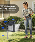 Woman washing Dual Powered Mosquito Zapper With 4500V Electric Grid USB Recharge Auto On Off IPX5 Waterproof Outdoor Fly Trap.