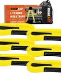 Heavy Duty 6 Pack Polyester Lift Slings 1 Inch By 8 Feet With 4000 Lbs WLL Reinforced Wear Guard Ends For Lifting Rigging Towing Moving Furniture Appliances Machinery And Tree Saver Use, yellow straps