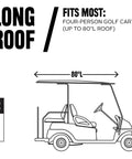 Diagram illustrating Fairway Long Roof 4-Person Golf Cart Enclosure For Travel With Weatherproof Fabric Fits Most Carts Up To 80 Inches