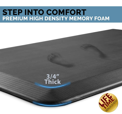 Anti Fatigue Floor Mat For Kitchen And Standing Desk Three Quarters Inch Thick Cushioned Kitchen Rug Durable Non Slip Office Mat With Stain Resistant Surface So Cushy You Will Not Want To Move 20 By 32 Inches Black