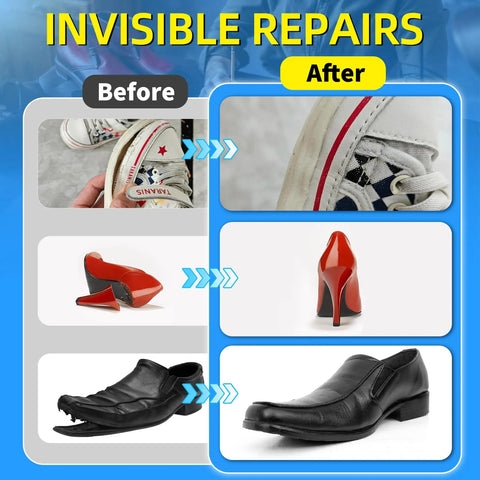 Ultra Strong Waterproof Shoe Repair Glue Clear Adhesive for Soles and Uppers, flexible permanent fix for cracked heels and loose soles