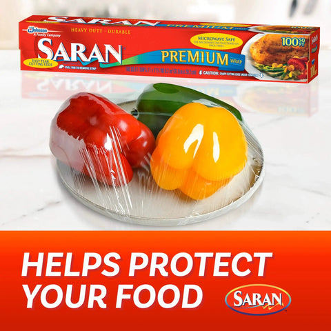 Ridiculously Handy Clear Plastic Wrap For Kitchen Storage covering peppers on a plate, tight cling to food.
