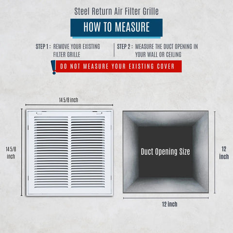 Fits 18 By 18 Duct Opening Steel Return Air Grille With Removable Door For One Inch Filters White Vent Cover measurement guide