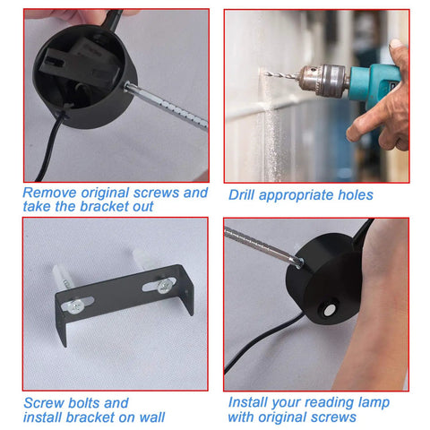 Installation steps for Bedside Wall Mounted Reading Light With Touch Dimmable 3W LED And Three Color Temperatures