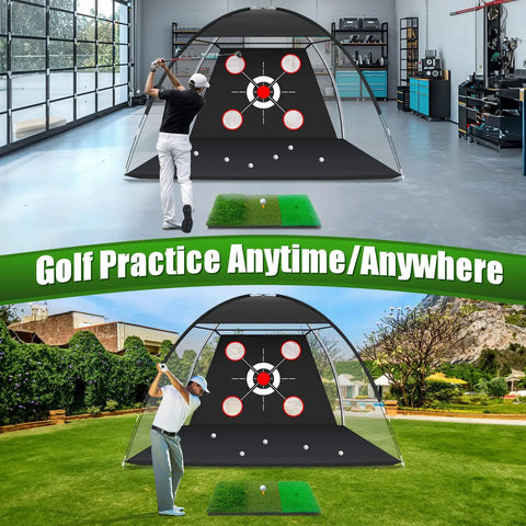 10x7Ft Golf Net With Practice Mat For Backyard Driving Chipping And Swing Practice All In One Hitting Aid Net For Home
