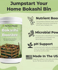Bokashi Booster For Indoor Home Composting Buckets And Tumblers Easy For Beginners Microorganisms Fermentation 32 Oz Made In USA Great For All Compost Starters And Rotating Kits label with nutrient details