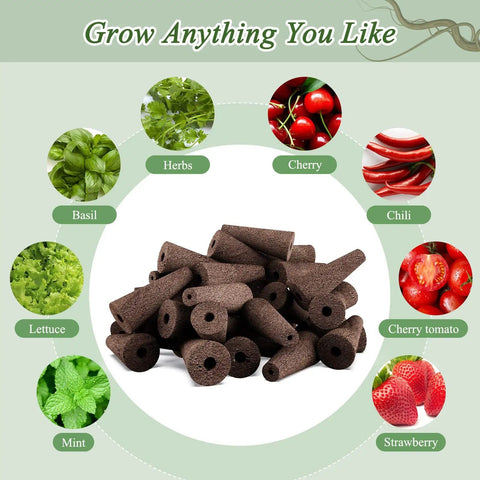 Image of brown sponges from the 66-Piece Hydroponic Seed Pod Kit for Indoor Gardens with herb and fruit options.