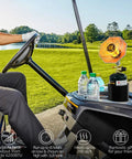 Cup Holder Golf Cart Heater With Control Valve And 6200 BTU Portable Propane Outdoor Heater With Windproof USB Lighter For Most Golf Carts EZGO Yamaha And Club Car Propane Tank Not Included in use on golf cart.