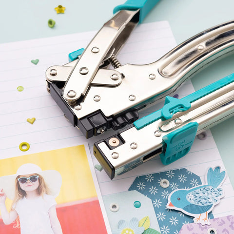 Big Bite Workhorse All In One Punch Tool For Eyelets And Grommets Set Snap And Punch Through Paper Leather Fabric Plastic And More With Three Tenths Inch Center Rotating Setting Blocks For Easy Durable Grommet Install