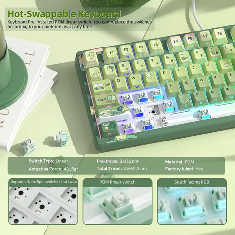 Slick 75 Percent Mechanical Gaming Keyboard With A Dope Color Multimedia Display Featuring Custom Gif Animations Rgb Backlit Keys And Smooth Typing Vibes For Windows And Mac Rigs showing hot-swappable switches and POM material.