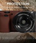 Sony Alpha A6400 A6300 Camera Case Kit With Soft Silicone Body Cover And Grip LCD Screen Protector Dark Brown Finish