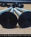 4 Pack Heavy Duty Threaded Spindle Rods Tension Bolts M8 Replacement Hardware Kit For Baby And Pet Safety Gates on wooden surface.