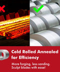 Comparison of hot rolled and cold rolled 1095 High Carbon Knife Making Steel Blanks 12x1.5x0.125 Ready To Forge Annealed Flat Bars 4 Pack
