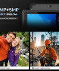 Beefed Up Eight Inch Rugged Tablet Running Windows 11 Pro With Honeywell N4680 Scanner showing dual 8MP and 5MP cameras for inventory.
