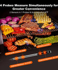 Smart Wireless Meat Thermometer With WiFi And Bluetooth For Smoker Oven And Grill, Four Probes Digital Thermometer in use with food