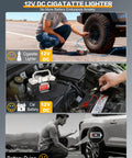 Beast Mode Heavy Duty Digital Tire Inflator 12V portable air compressor used with car battery for quick tire inflation.