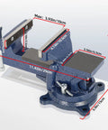 4 Inch Bench Vise With Portable Clamp And 360 Degree Swivel Base For Woodworking Milling Machine, dimensions highlighted