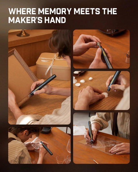 Person using Cordless Engraving Pen Kit With 5 Variable Speeds, Pro Grade Rechargeable Engraver Pen With 20 Bit Set on various materials