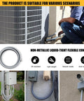 Pro Grade Kickass 1 Inch Flexible Liquid Tight Conduit Kit With Smooth PVC Interior protects cables outdoors, showing installation.